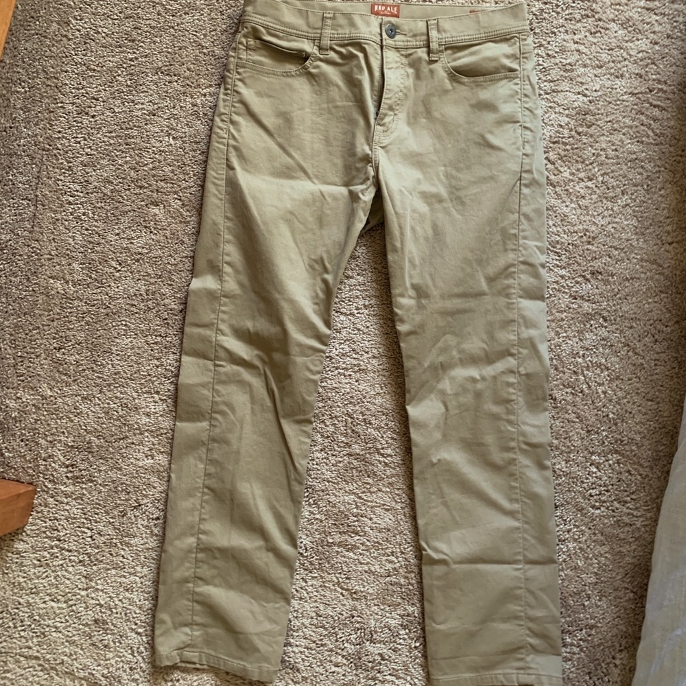 Khaki thin cotton pant, straight leg